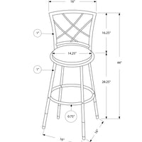 BARSTOOL - 2PCS - SWIVEL - WHITE - GREY FABRIC SEAT