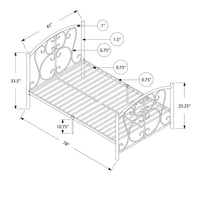 BED - TWIN SIZE - SILVER METAL FRAME ONLY