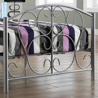 BED - TWIN SIZE - SILVER METAL FRAME ONLY