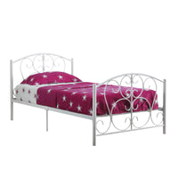 BED - TWIN SIZE - WHITE METAL FRAME ONLY