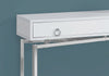 ACCENT TABLE - 42"L - GLOSSY WHITE - CHROME HALL CONSOLE