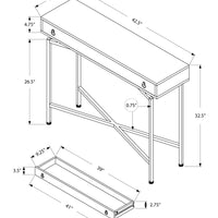 ACCENT TABLE - 42"L - GLOSSY WHITE - CHROME HALL CONSOLE