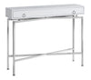 ACCENT TABLE - 42"L - GLOSSY WHITE - CHROME HALL CONSOLE