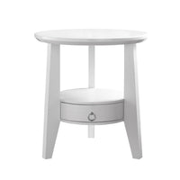 24.5" White Particle Board Accent Table with a Hollow Core and a Drawer