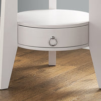 24.5" White Particle Board Accent Table with a Hollow Core and a Drawer