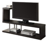 35.25" Cappuccino Particle Board, Hollow Core, and Silver Metal TV Stand