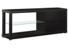 24" Cappuccino Particle Board, Hollow Core, MDF, & Clear Tempered Glass TV Stand