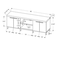 21.25" Particle Board, Hollow Core, Grey MDF, and Silver Metal TV Stand