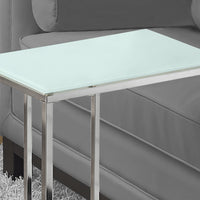 24" Metal with Frosted Tempered Glass Accent Table