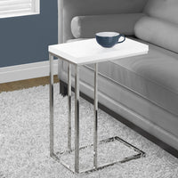 25.25" Particle Board and Chrome Metal Accent Table