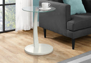 24" White Bentwood and Tempered Glass Accent Table