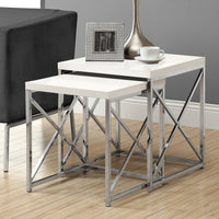 40.5" Particle Board and Chrome Metal Two Pieces Nesting Table Set