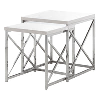 40.5" Particle Board and Chrome Metal Two Pieces Nesting Table Set
