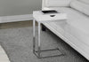 24.5" White Particle Board and Chromed Metal Accent Table