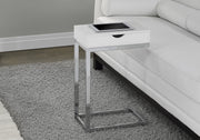 24.5" White Particle Board and Chromed Metal Accent Table