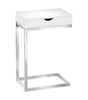 24.5" White Particle Board and Chromed Metal Accent Table