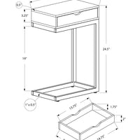 24.5" White Particle Board and Chromed Metal Accent Table