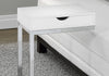 24.5" White Particle Board and Chromed Metal Accent Table