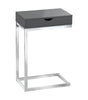 24.5" Grey Particle Board and Chromed Metal Accent Table