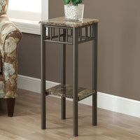 28" Bronze Metal and Cappuccino Marble Accent Table