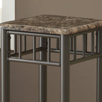 28" Bronze Metal and Cappuccino Marble Accent Table