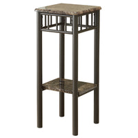 28" Bronze Metal and Cappuccino Marble Accent Table