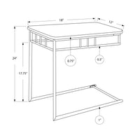 24" Charcoal Metal and Grey Marble Accent Table