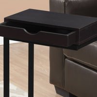 24.5" Cappuccino Particle Board and Black Metal Accent Table