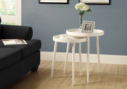 45.75" White MDF and Solid Wood Two Piece Nesting Table Set