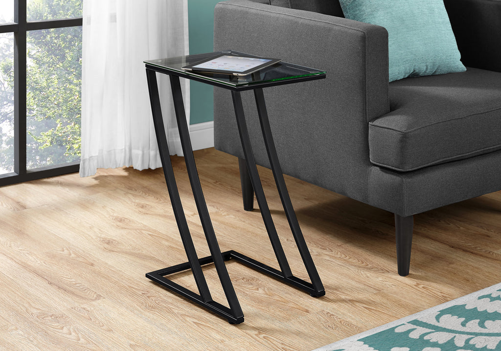 24" Metal and Clear Tempered Glass Accent Table