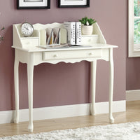 38" Antique White Solid Wood and MDF Desk