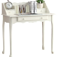 38" Antique White Solid Wood and MDF Desk