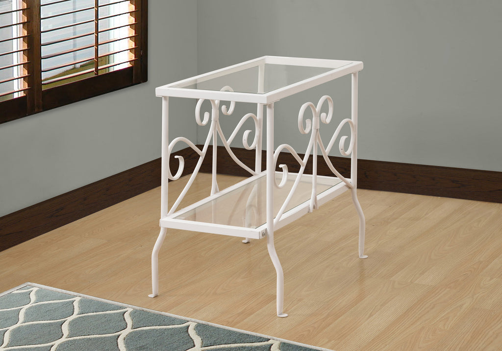 22" Metal and Clear Tempered Glass Accent Table