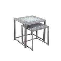 37" Metal Two Pieces Nesting Table Set with Tile Tops