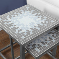 37" Metal Two Pieces Nesting Table Set with Tile Tops