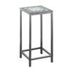 28" Grey and Hammered Silver Metal Accent Table with a Blue Tile Top