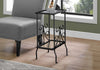 30" Black Metal and Clear Tempered Glass Accent Table