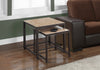 37" Brown Metal Two Pieces Nesting Table Set with Tile Tops