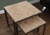 37" Brown Metal Two Pieces Nesting Table Set with Tile Tops