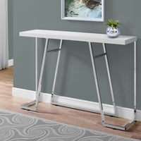 32" Particle Board and Chrome Metal Accent Table