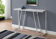 32" Grey Cement Particle Board and Chrome Metal Accent Table