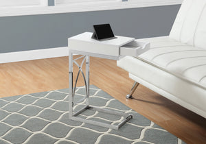 24.5" Particle Board and Chrome Accent Table with a Drawer