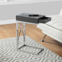 24.5" Grey Particle Board and Chrome Accent Table with a Drawer