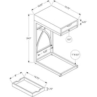 24.5" Grey Particle Board and Chrome Accent Table with a Drawer
