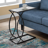 24" Black Metal and Glass Accent Table