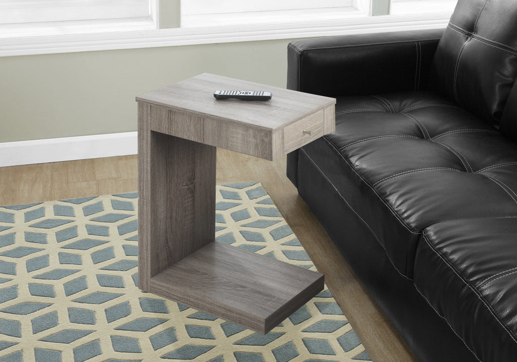 24" Dark Taupe Particle Board, and MDF Accent Table with a Hollow Core