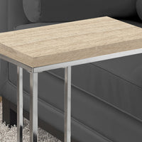 25.25" Natural Particle Board and Chrome Metal Accent Table