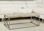 17" Natural Particle Board and Chrome Metal Coffee Table