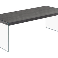 16.25" Grey Particle Board and Tempered Glass Coffee Table