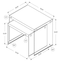 35.5" Grey Cement Particle Board and Clear Glass Two Pieces Nesting Table Set